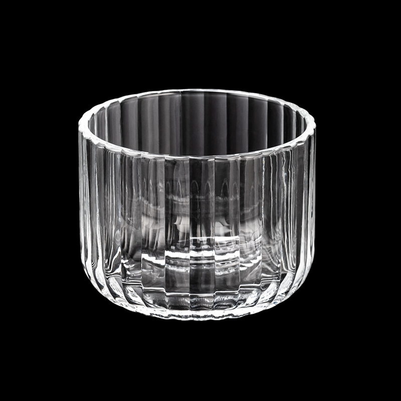 Tarro de vela de vidrio transparente con textura rayada elegante, 556ml, Color personalizado, alta calidad, para candelabro de sala de estar