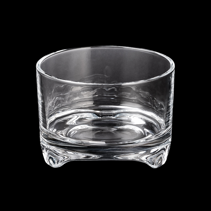 Tarro de vela de vidrio transparente personalizado moderno con base única de capacidad de 16 oz para bodas y decoración del hogar navideña
