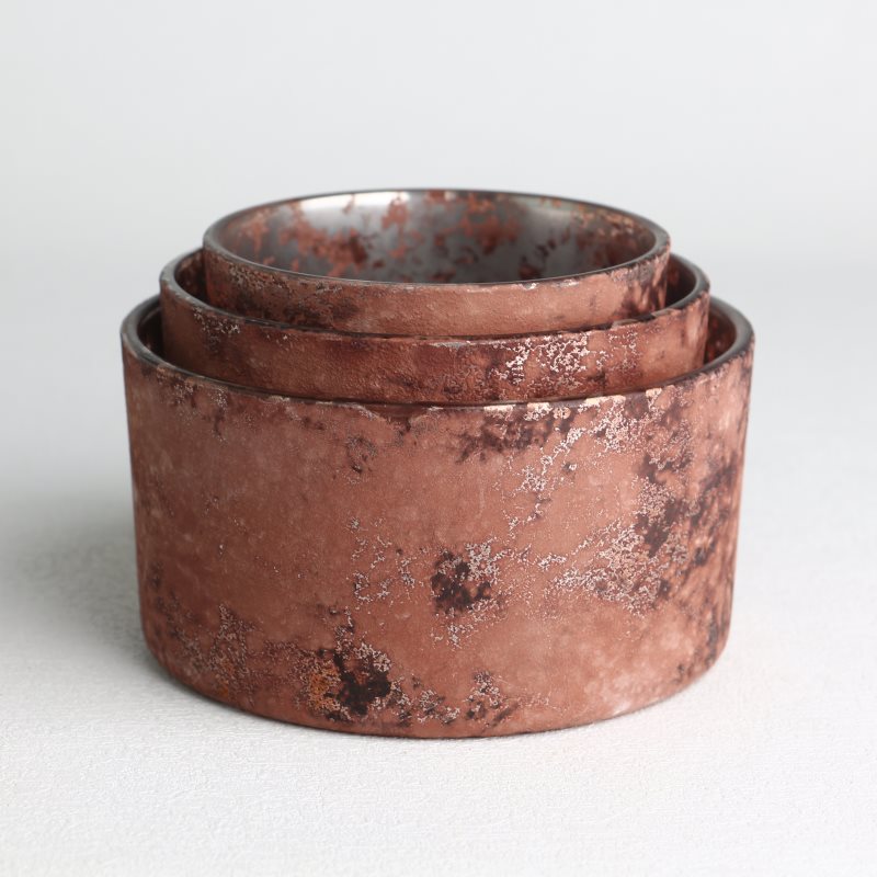 Набор пустых баночек для свечей в форме тазика в стиле ретро, ​​ржавчина и красный цвет