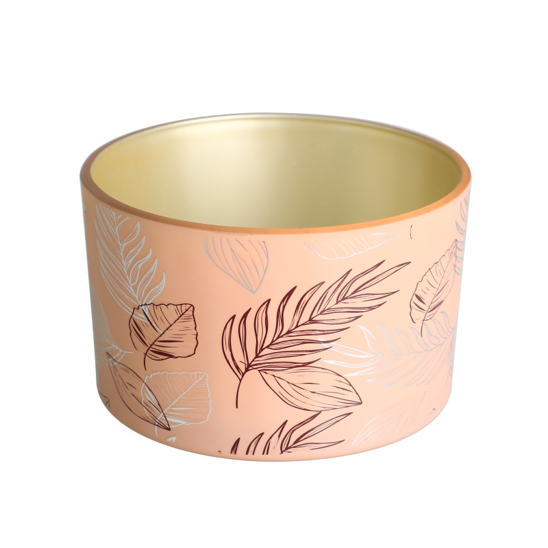 30 oz 3 wick opaque pink candle glass jar with Wood Lid