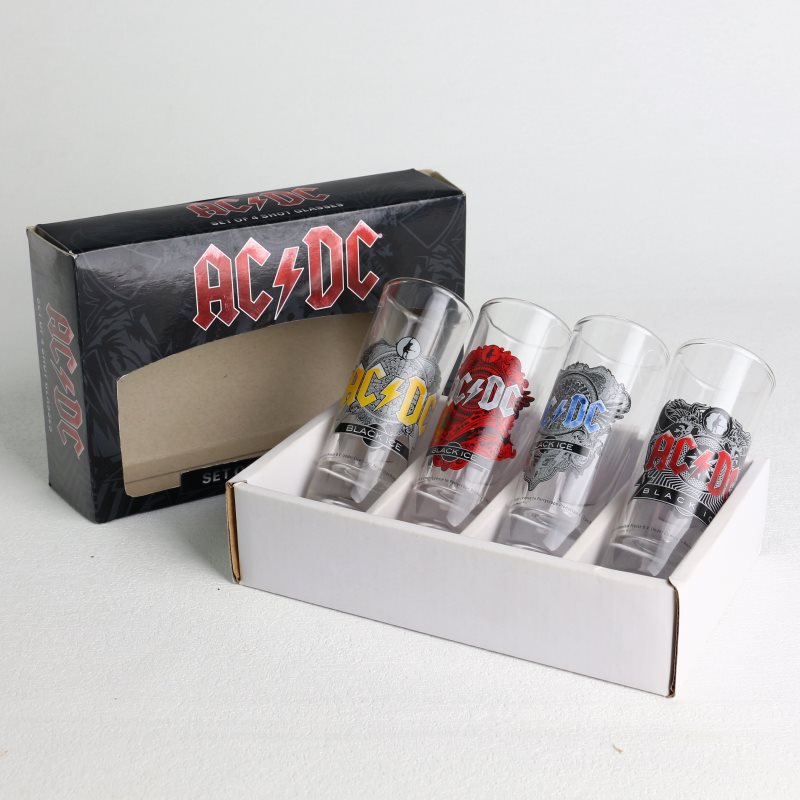 Verres à shot imprimés avec décalcomanie 2oz, Logo personnalisé, avec boîte-cadeau de dessin animé imprimé en couleur personnalisée, produits périphériques