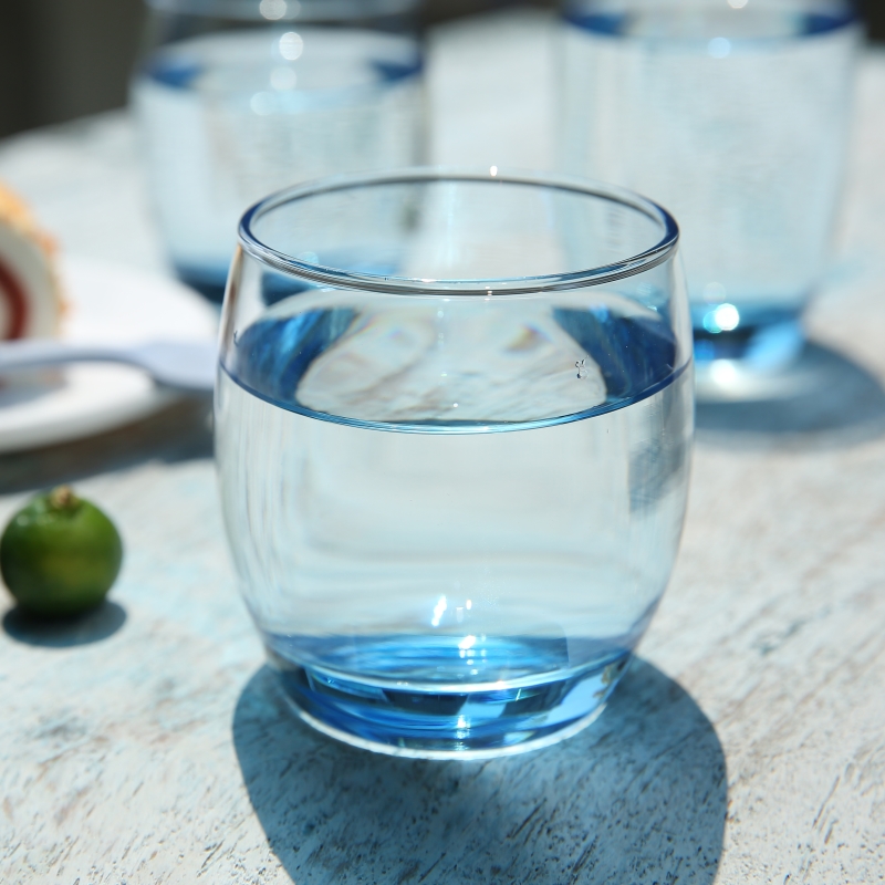 Agua azul claro Highball Glass Cup Cocktail Glass Tumbler Bottomio pesado