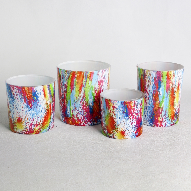 نقل المياه النهائية الطلاء الزيت النمط الزجاج شمعة جرة