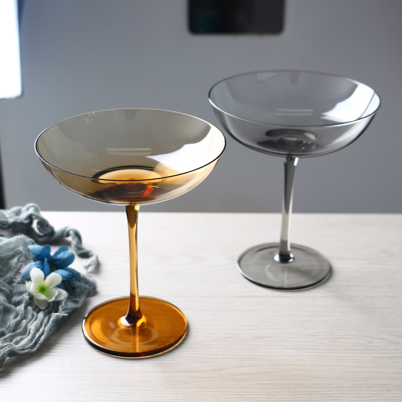 Breite und flache Schüssel Cocktail Coupé Champagnergläser Set von 2