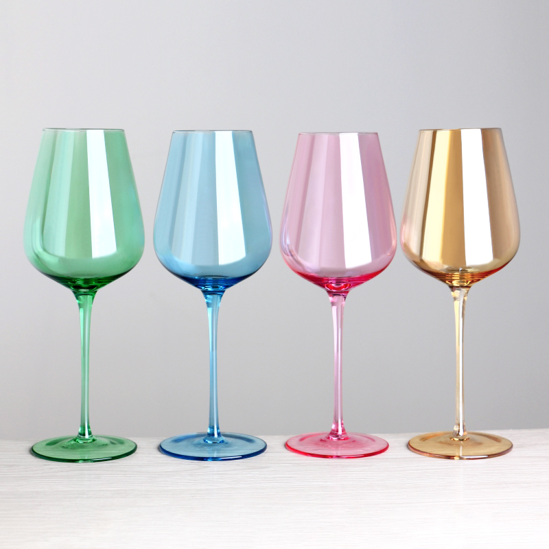 선물 상자 패키지가있는 보르도 레드 와인에 대한 4 색 리드 프리 크리스탈 와인 잔