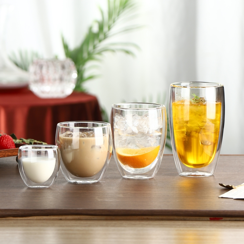 Großhandelspunkt 80ml 3oz Doppelschicht Glas Kaffeetasse. Quellfabrik