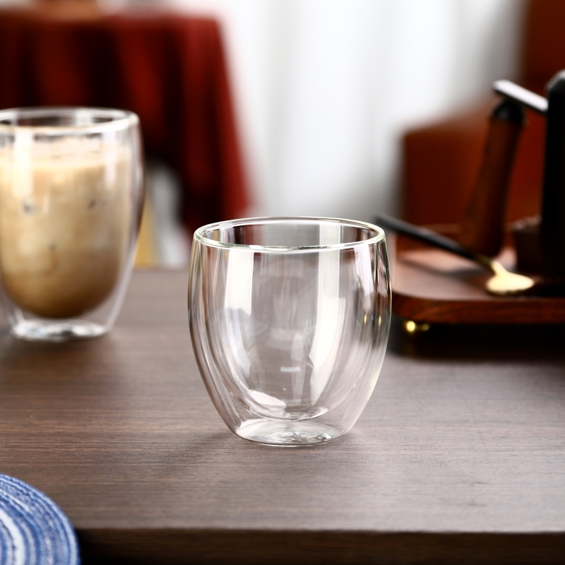 Großhandelspunkt 80ml 3oz Doppelschicht Glas Kaffeetasse. Quellfabrik