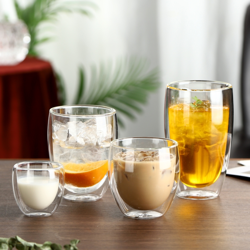 Wholesale 250ml 8oz double wall glass coffee cup. Source factory. Ready to ship