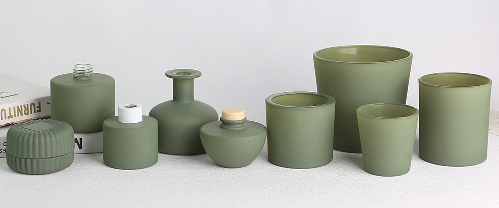 Frosted Opaque Sprayed Glass Scented Candle Jar