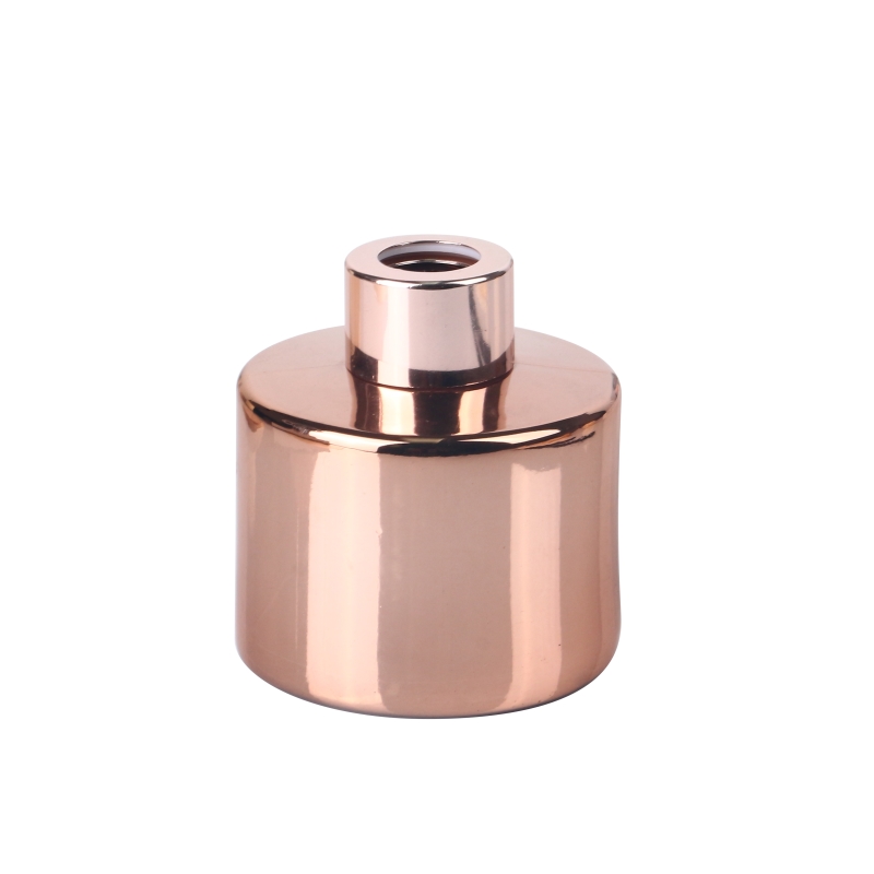 Flacon diffuseur cylindrique en verre plaqué or rose de 100 ml, 3,5 oz, avec bouchon à vis en or rose