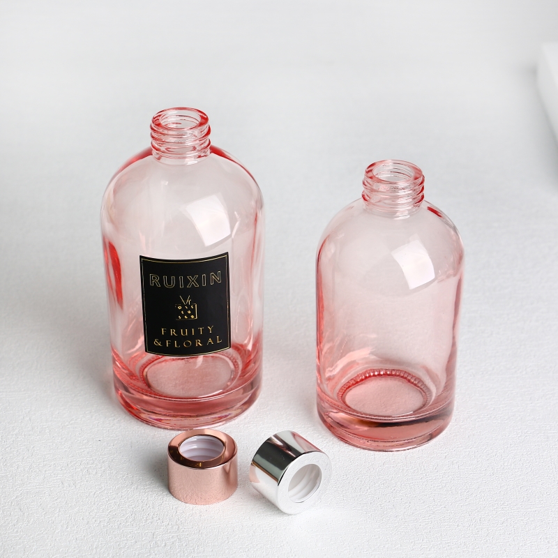 Round Pink Diffuser Bottles with Labels, Caps, and Screw Neck