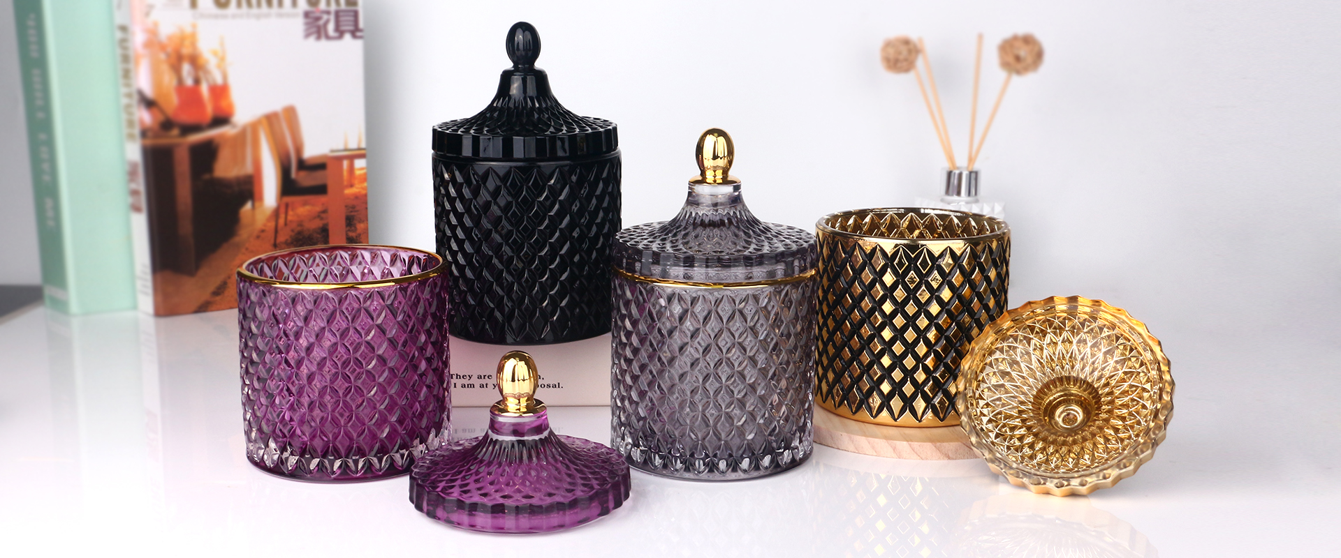 geo cut candle jar banner