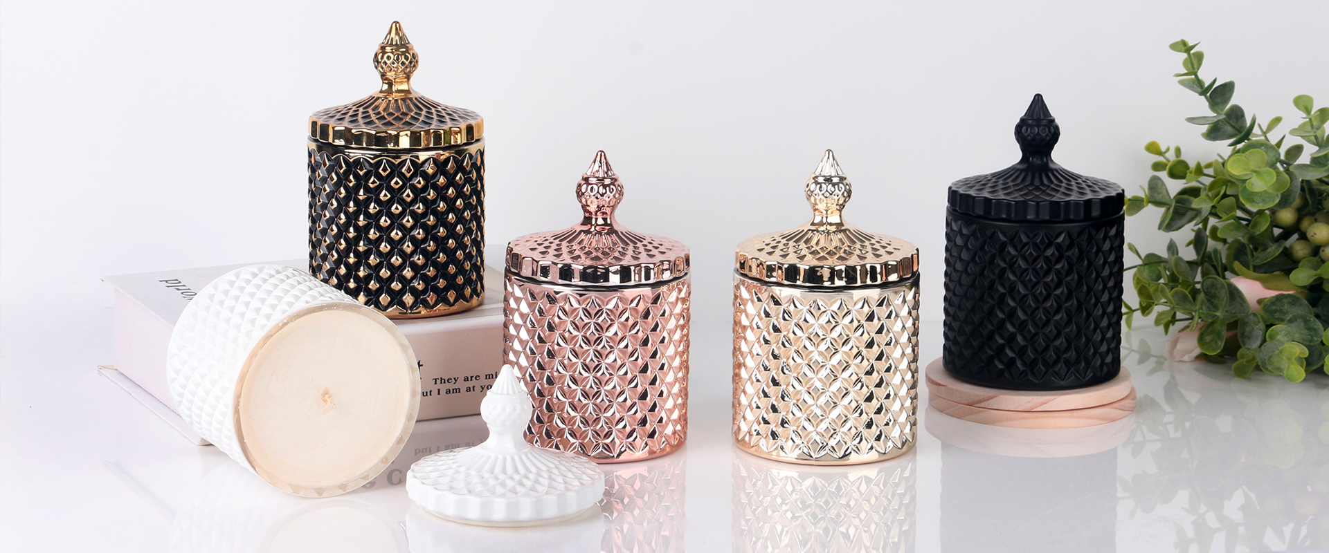 geo cut candle jar banner