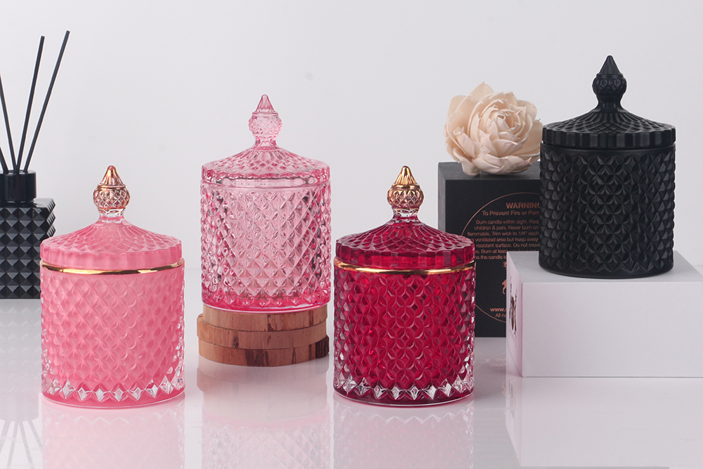 geo cut glass candle jar banner