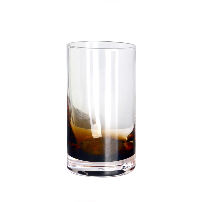 Cristal sin plomo Cilíndrico de 250 ml 9.5 ooz Gradiente de color Brown Tumbler Copa de vidrio Highball