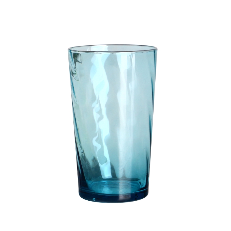 Tableau de verre d'onde bleu transparent de 16 oz