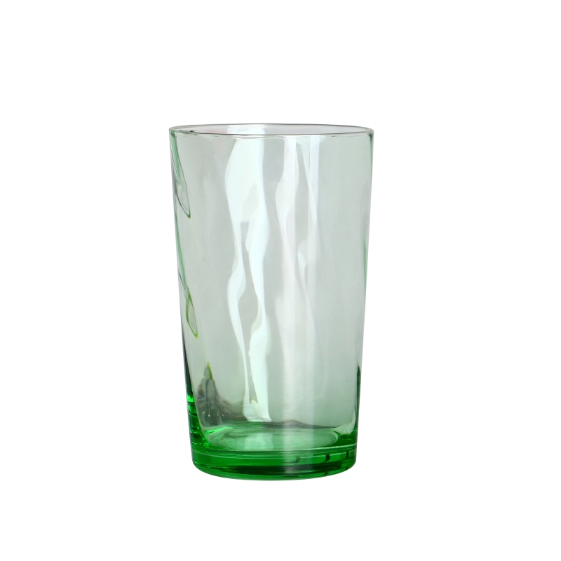 16oz tinted transparent green wave glass tumbler