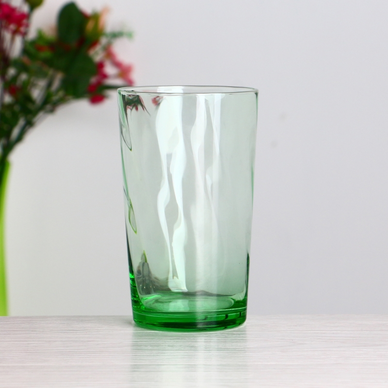 16oz tinted transparent green wave glass tumbler