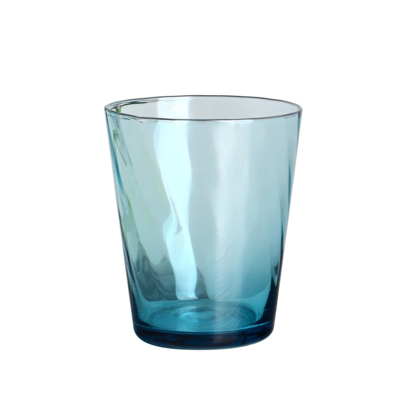 10 oz Tinte tintado de vaso de vidrio de onda azul claro transparente