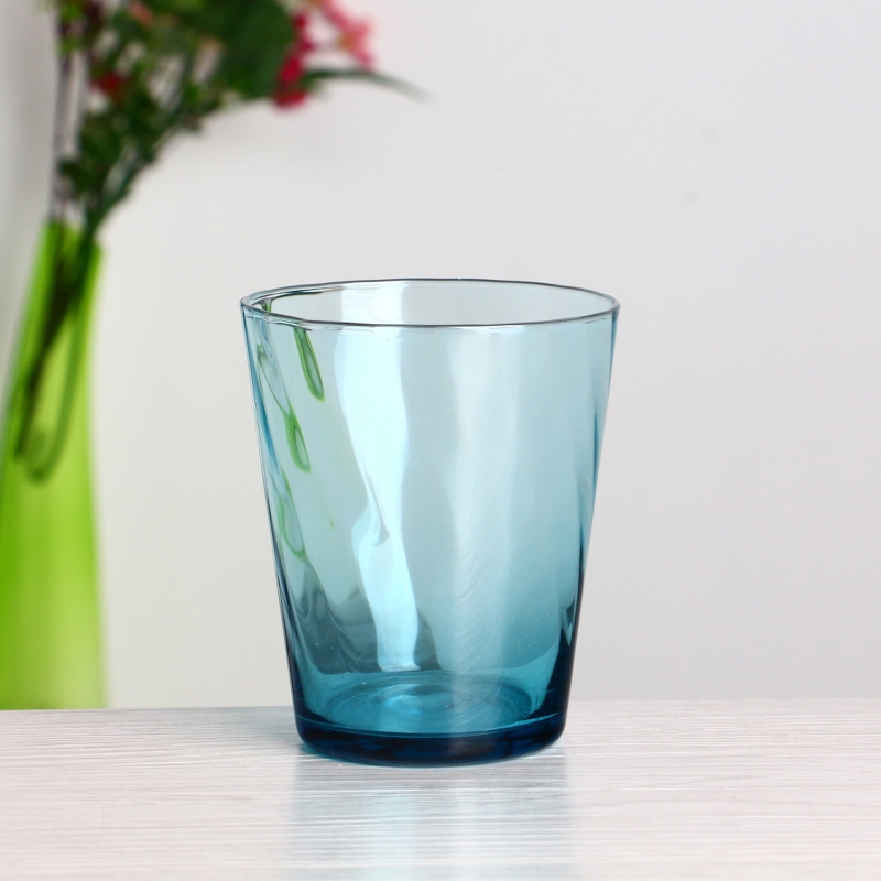 10 أوقية ملونت كوب من الزجاج الزجاجي الأزرق الفاتح الشفافة