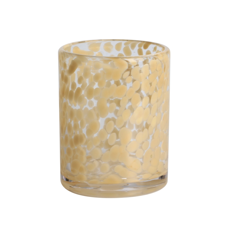 Handcraft 300ml 8oz light yellow fritted Confetti glass candle jar