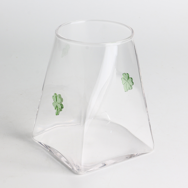 Ручная работа, 500 мл, 16 унций, декор из клевера, банка из боросиликатного стекла с герметичной бамбуковой крышкой, безопасный для пищевых продуктов кухонный контейнер для кофе и специй