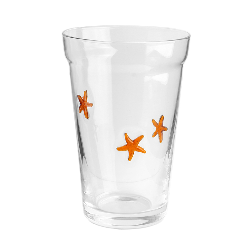 Decoración de incrustaciones 3D transparente de martillo a mano 12 oz de vaso de vidrio para bebidas para bebidas frías bebidas de cerveza