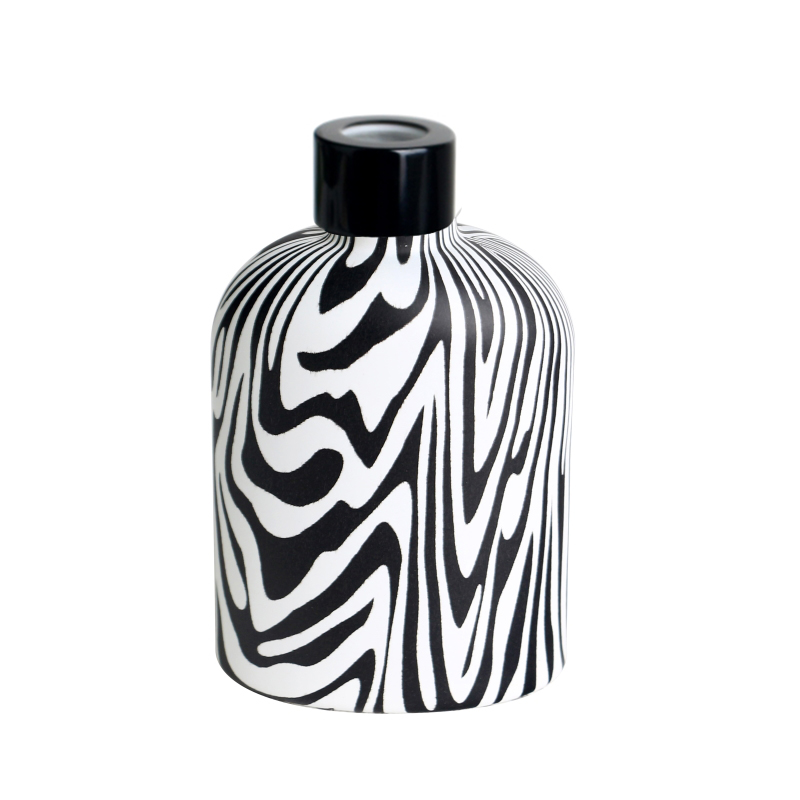 Transferência de água acabada Zebra Padrão de impressão de vidro redondo conjunto de garrafas de garrafa de 3