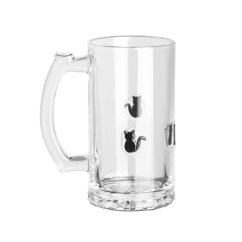 カスタマイズされたクリスマス500ml 3Dブラックキャットインレイグラスビールカップ付きロゴ付きロゴ