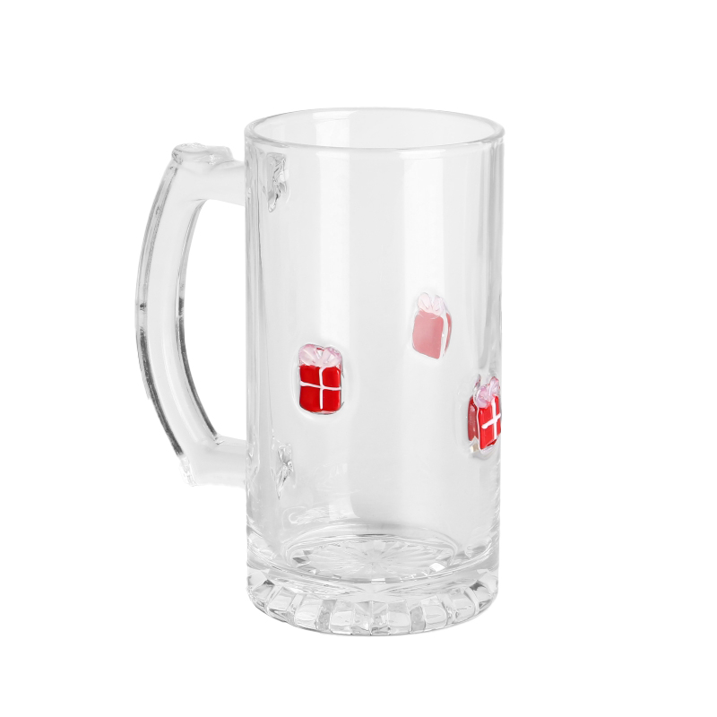 Transparente exclusivo para barra de 16 onças com embalagem de embalagem tanque de cerveja de vidro com alça