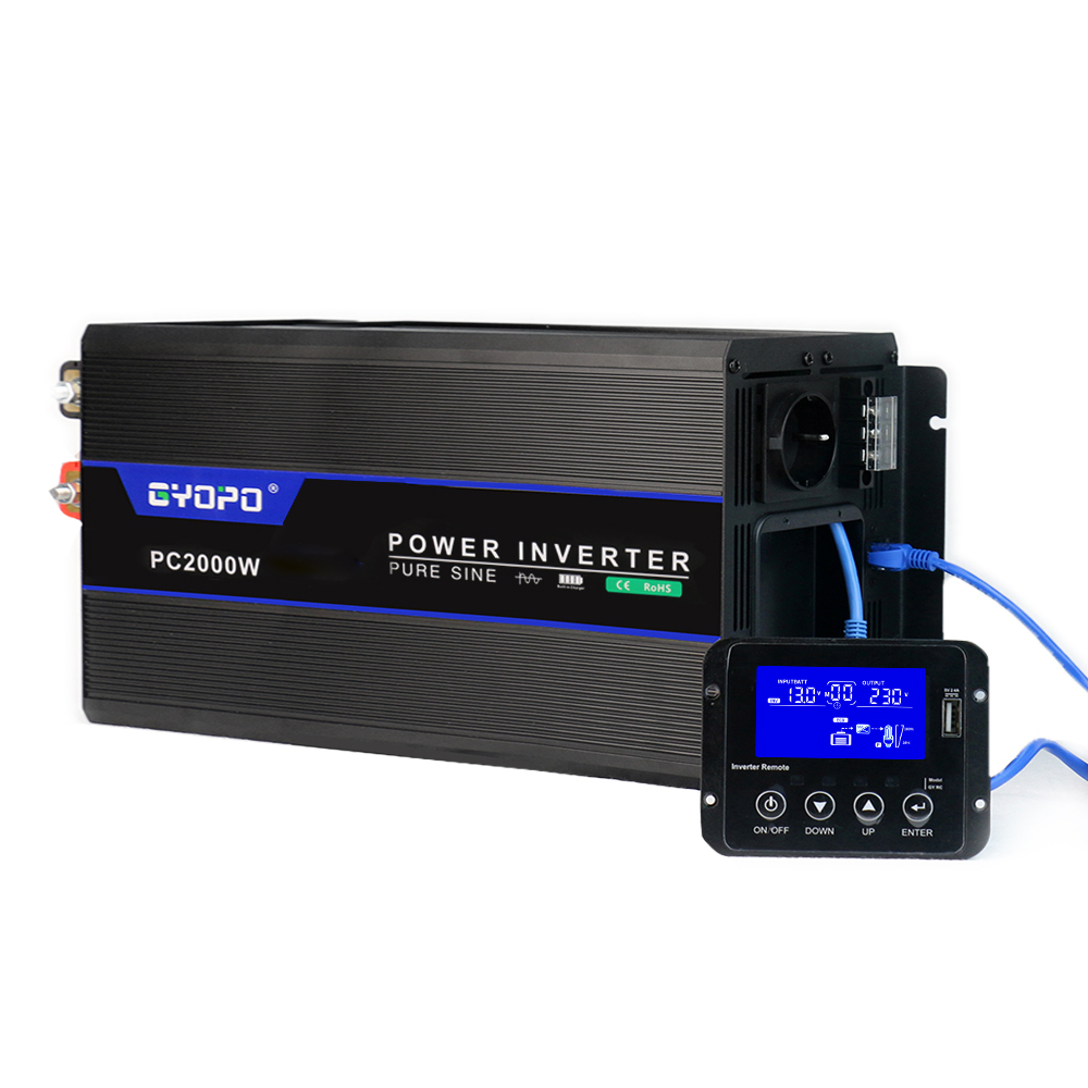 12V 220V 2000W UPS Inverter Chargers w/Detachable LCD-