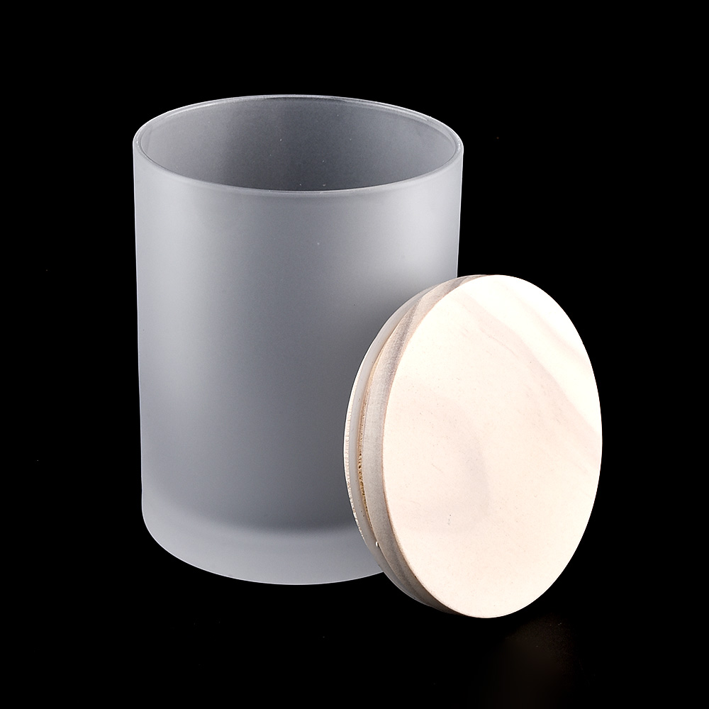 Matte finish frosted glazen kaars potten met houten deksel