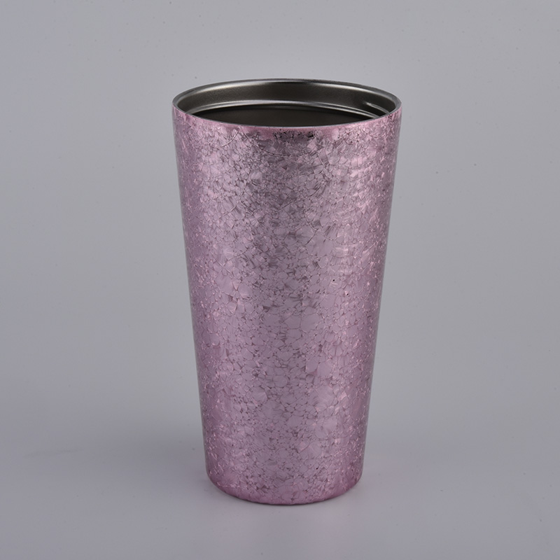 14oz electroplating pink outside of the glass candle holder for wholesale