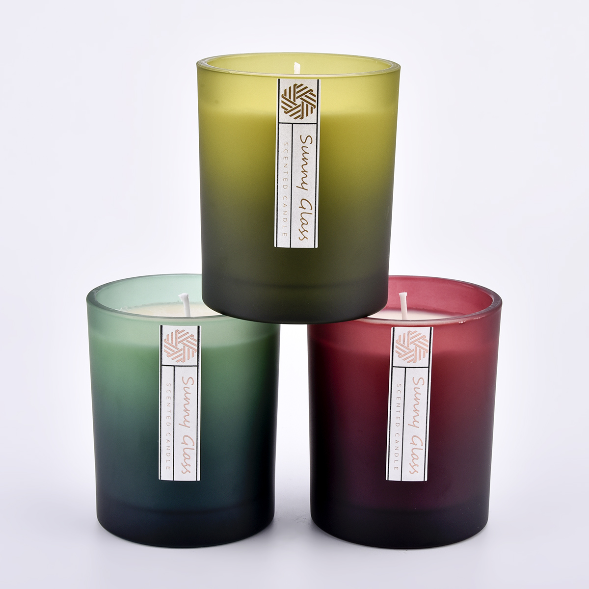 Frosted color thick wall candle jars with 12oz wax inside