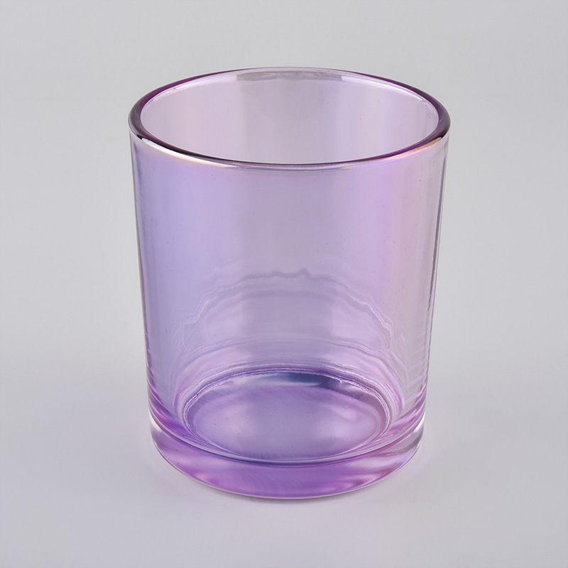 400ml glass candle holder in transparent shiny purple
