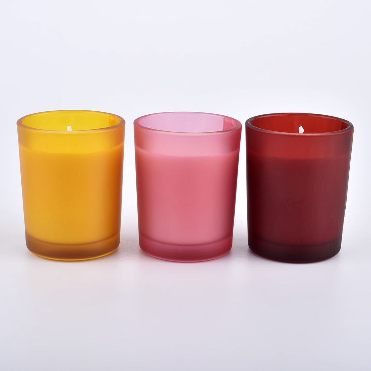 mini matte finish frosted glass candle jars with different colors