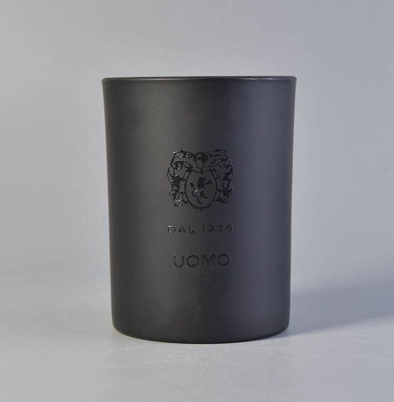 Matte black 10oz glass candle jar with logo printing