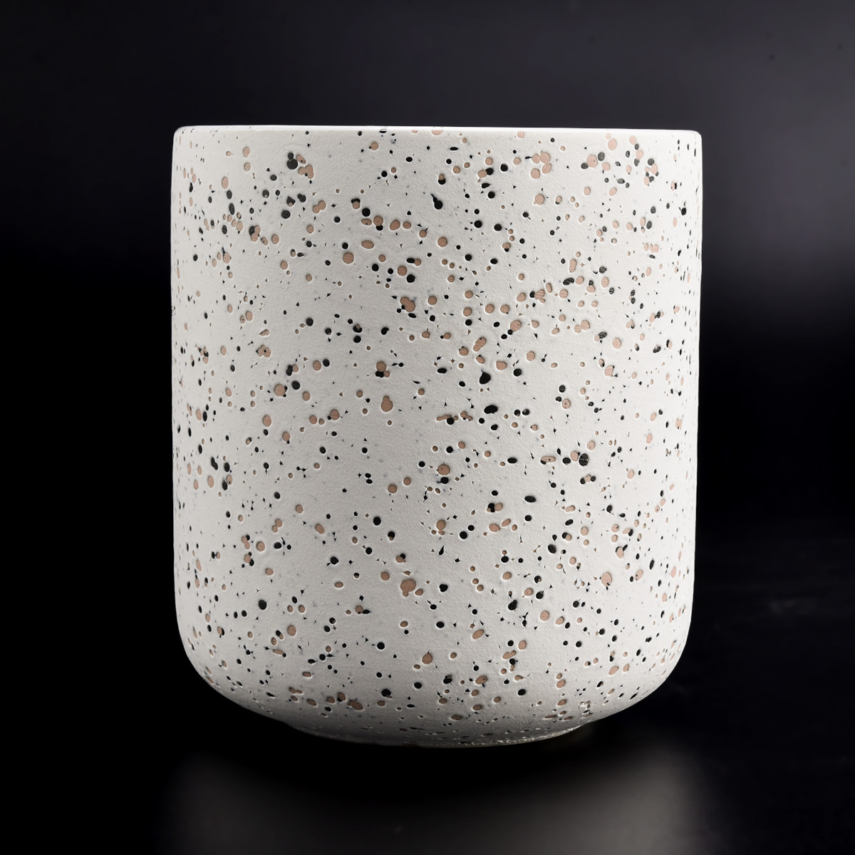concrete 400ml ceramic candle jar with sand dot decoration