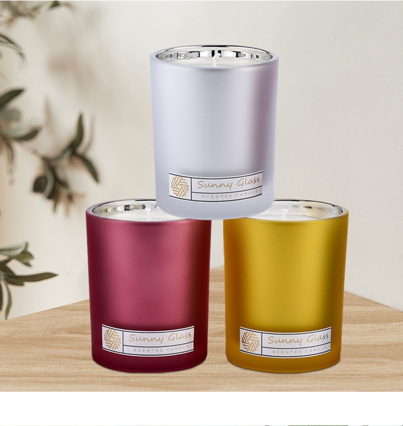 Unique glass candle jars wholesale custom color inside eletroplated