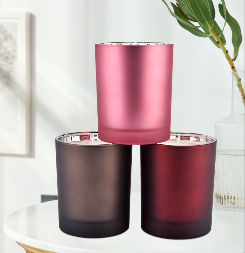 Unique glass candle jars wholesale custom color inside eletroplated