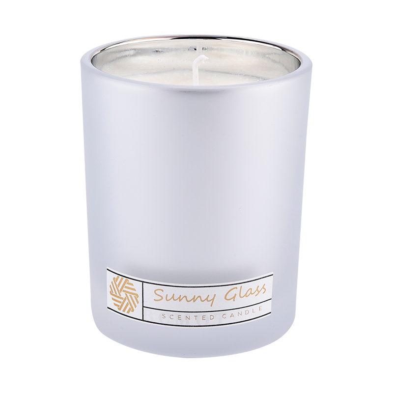 Unique glass candle jars wholesale custom color inside eletroplated
