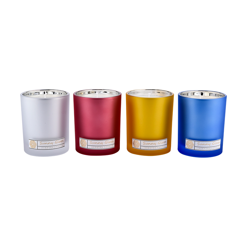 Unique glass candle jars wholesale custom color inside eletroplated