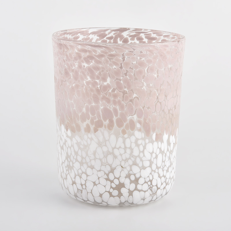 Colors mixed mouth blowing glass candle holders for large capacity