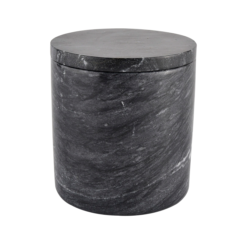luxury dark marble stone candle jar with lid