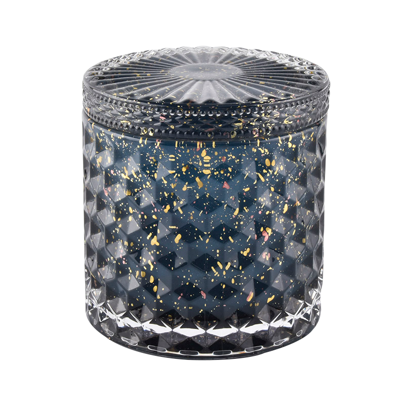 luxury gloss black glass candle jar with lid