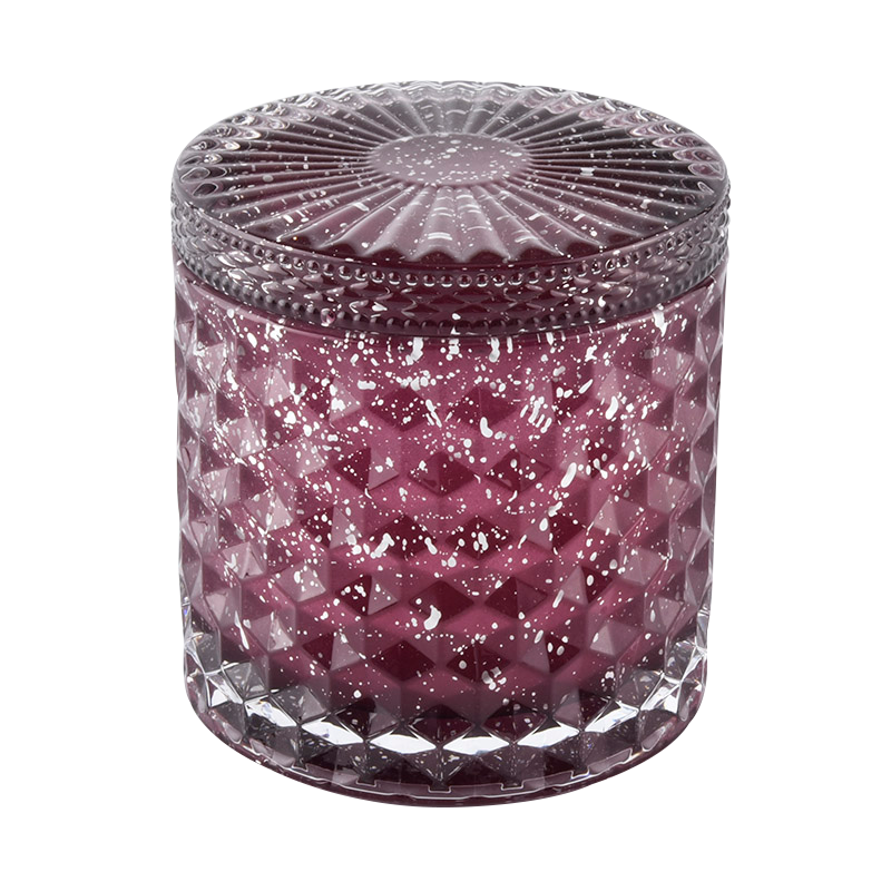 luxury glass candle container with glass lid 12oz capacity