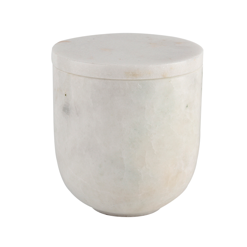 Custom Natural marble candle jars with lids for scented candle