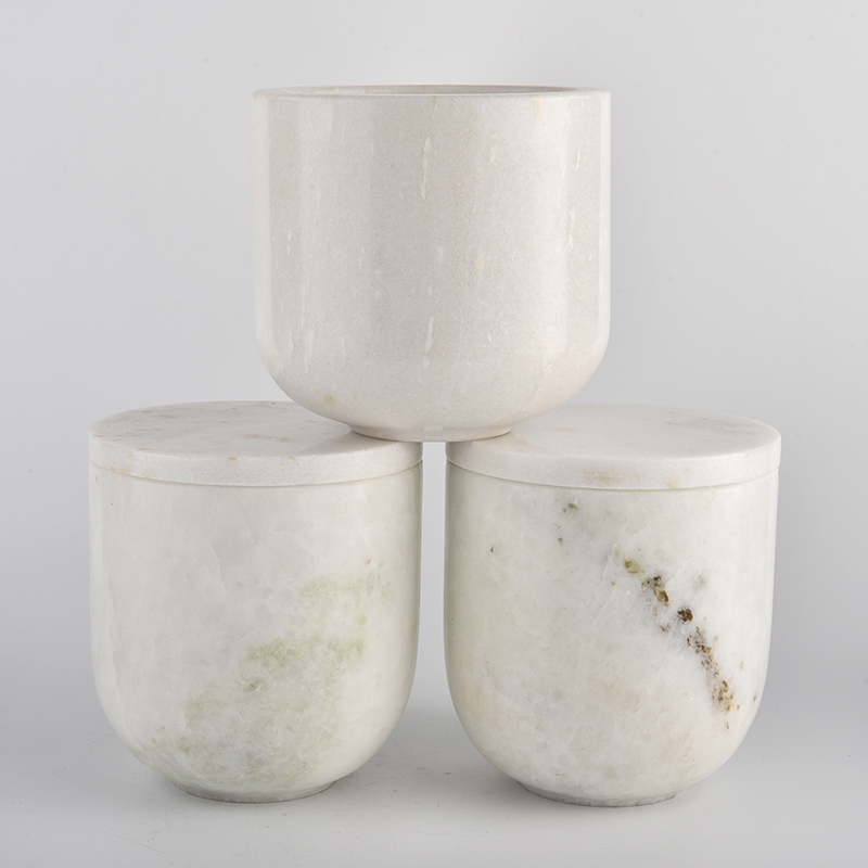 Custom Natural marble candle jars with lids for scented candle