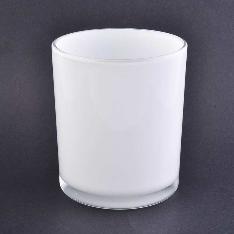 white glass candle jar with clear bottom