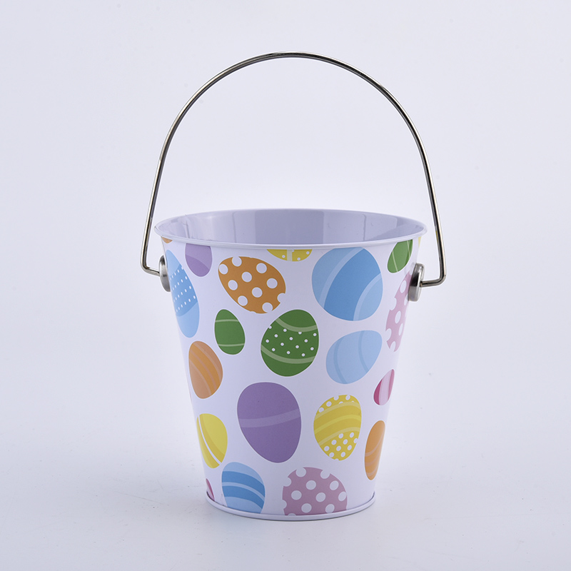 Home decor tin candle bucket with handle